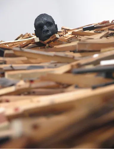 Detail of Radcliffe Bailey’s Windward Coast—West Coast Slave Trade