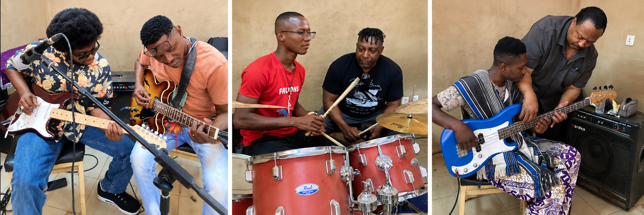 Teaching artists providing individual guitar, drums and bass instruction
