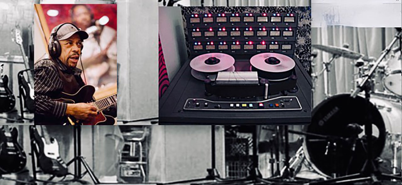 A montage of artists, recording equipment and instruments representing CCBA production